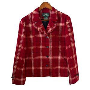 Lauren Ralph Lauren Wool Plaid Zip & Button Front Blazer/Jacket Size 12